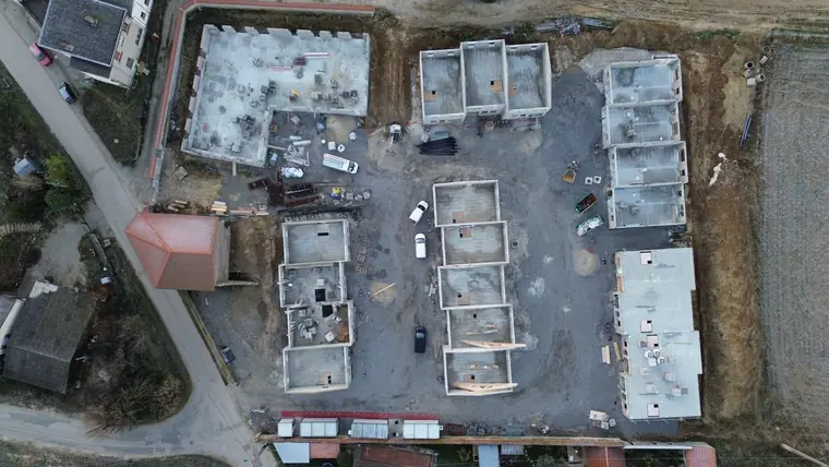 Vue zénithale au stade des fondations et vides sanitaires